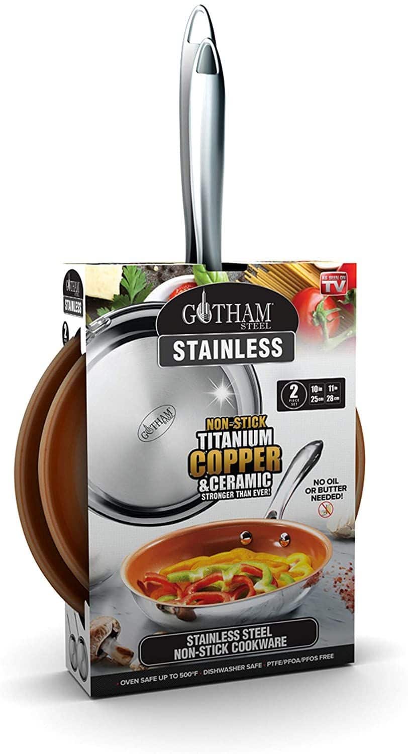 800d75ac-b5b8-4fe9-8ae1-1a3cfe32e900.jpg Gotham Steel - 10'' and 11'' Stainless Steel 2 Piece Fry Pan Set with Stay Cool Handle - Silver