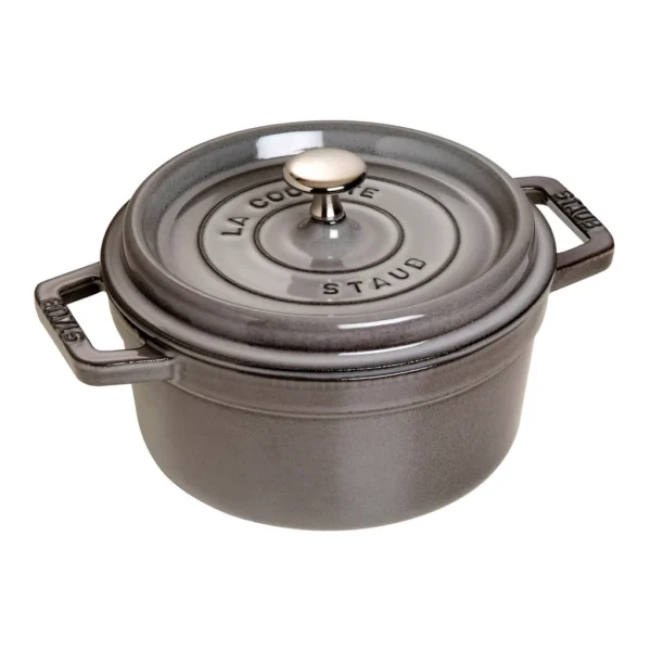 80172991-73d1-487c-922f-d90925e946d5.jpg Staub - Cast Iron Round Dutch Oven, Made in France, 2.75-qt - Graphite Grey