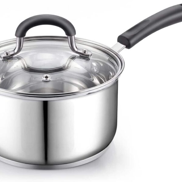 8363fccb-f26d-484c-bb90-f21215f0e327.jpg Cook N Home - Professional 3qt Sauce Pot Pan with Lid, Stay Cool Silicone Handle, Induction, Dishwasher Safe - Stainless Steel