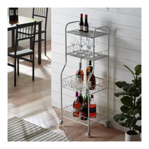 843f8826-13e0-40aa-84c7-a1b13c626e51.jpg Kings Brand Furniture - 4 Tier Kitchen Bakers Rack, Microwave Oven Stand, Serving Bar Rolling Utility Cart - White