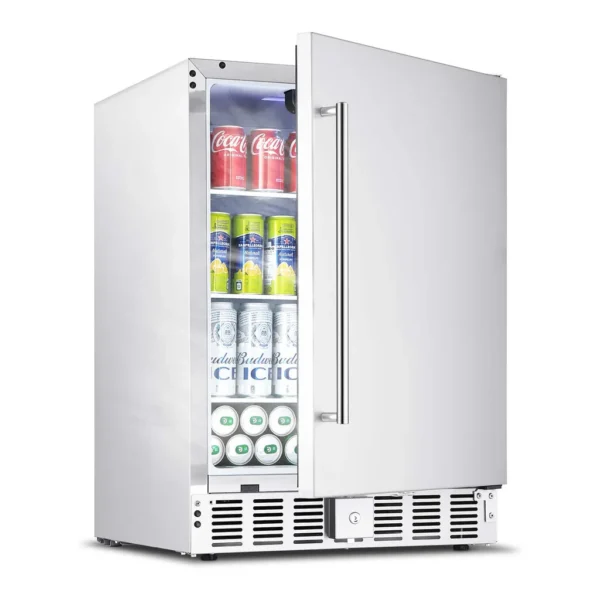 84822750-8b9b-48eb-8e9a-ca7871fcb257.jpg VEVOR - 24-Inch Indoor/Outdoor Beverage Refrigerator, 150 QT Freestanding or Undercounter Beverage Fridge - Stainless Steel Silver