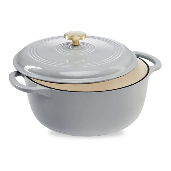 84dab07f-4849-4dbb-92dd-44b482d5e868.jpg Best Choice Products - 7.5 Quart Enamel Cast-Iron Dutch Oven, Heavy-Duty Cookware w/ Dual Handles, Lid - French Gray