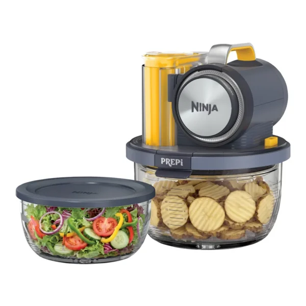 853ce062-44f2-4e90-b5ce-5f97907eafd7.jpg Ninja PN301 PREPi Precision Powered Prep and Store System, 5-in-1 Crinkle, Slice, Shred, and More, (2) Bowls, Food Processor – Midnight Blue & Mango