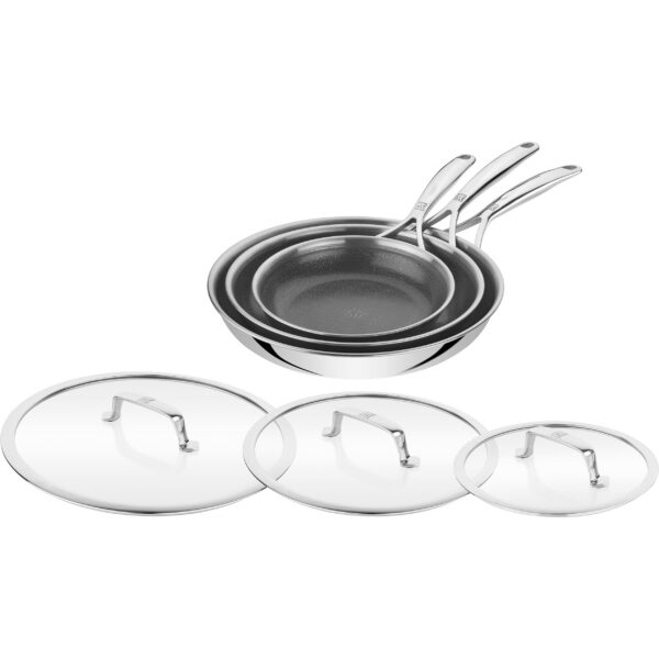 860050ea-110d-44b6-a7e7-6a148a450a19.jpg ZWILLING - Peak 6-pc Ceramic Nonstick Dual Performance Fry Pan Set - Stainless Steel