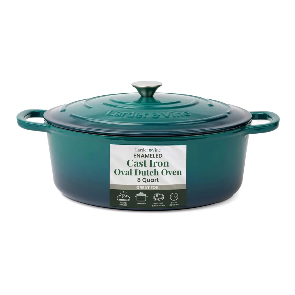 8980302c-2883-45c1-8f1f-a3e38bf5d44e.jpg Larder & Vine - 8 qt Enameled Cast Iron Dutch Oven with Lid - Bondi