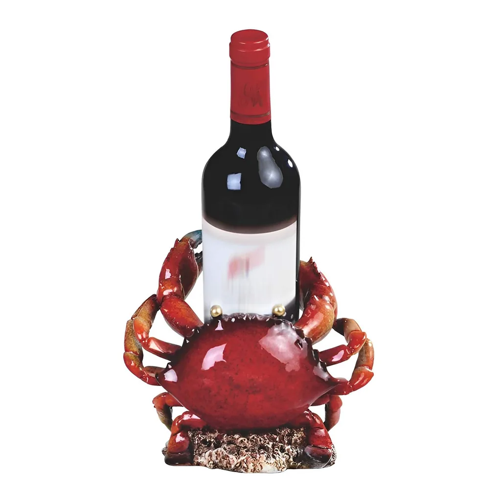 8a09e54b-95c4-4c73-a21a-4e05c21155f6.jpg FC Design - 8"H Red Crab Wine Rack Bottle Holder Dining Room Figurine - Multicolor