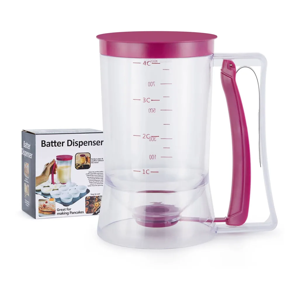8a1109df-4d3f-4a6e-bd67-113fb6a17213.jpg AGPtek - Cup Cake Batter Dispenser for Pancakes Waffles Cupcakes - Clear Purple