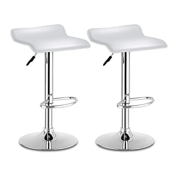 8be9cda2-0a81-4546-a8f4-5c114862b00d.jpg Costway - Set of 2 Swivel Bar Stools Adjustable PU Leather Backless Dining Chair Low Back - White