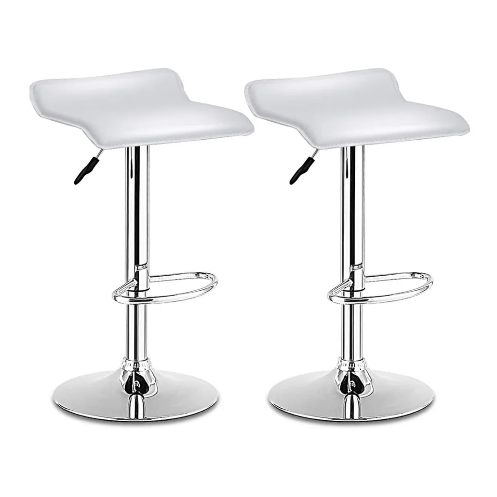 8be9cda2-0a81-4546-a8f4-5c114862b00d.jpg Costway - Set of 2 Swivel Bar Stools Adjustable PU Leather Backless Dining Chair Low Back - White
