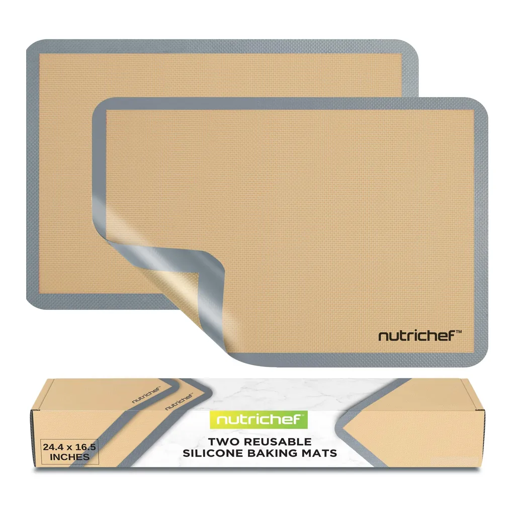 8c1da847-6e96-4006-9c5b-5c04ae61db62.jpg NutriChef - Silicone Baking Mats – 2 Non-Stick Mats for Full Baking Pans, Oven-Safe Up to 480°F, Grey (NUBAPAGR12)