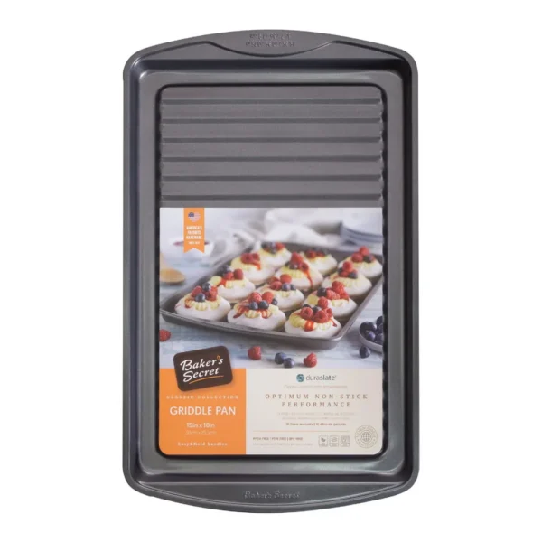 8ccda3be-d24c-49e7-a07a-e27a5fb42cd7.jpg Baker's Secret - Grill Pan Non-stick 0.8"x10.8"x17.5" Classic Line Carbon Steel - Dark Gray