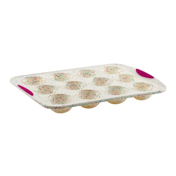 8d379161-3762-4c5d-9ee5-1896b3318bf5.jpg Trudeau - Structure Silicone 12 Cavity Dome Cake Pan, Confetti/Fuchsia - White