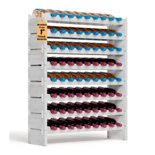 8fb1bd7e-9ef3-419e-a9a3-65ae67937cc8.jpg NutriChef - 72 Bottle Wine Rack, Bamboo, 8-Tier Modular Shelf, Wobble-Free, Easy Assembly White (SLWMDSF226WT)