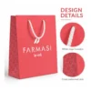 FARMASI Carton Bag Small — Coral — White rope handles and Coral patterned side details FARMASI Carton Bag Small — Coral — White rope handles and Coral patterned side details
