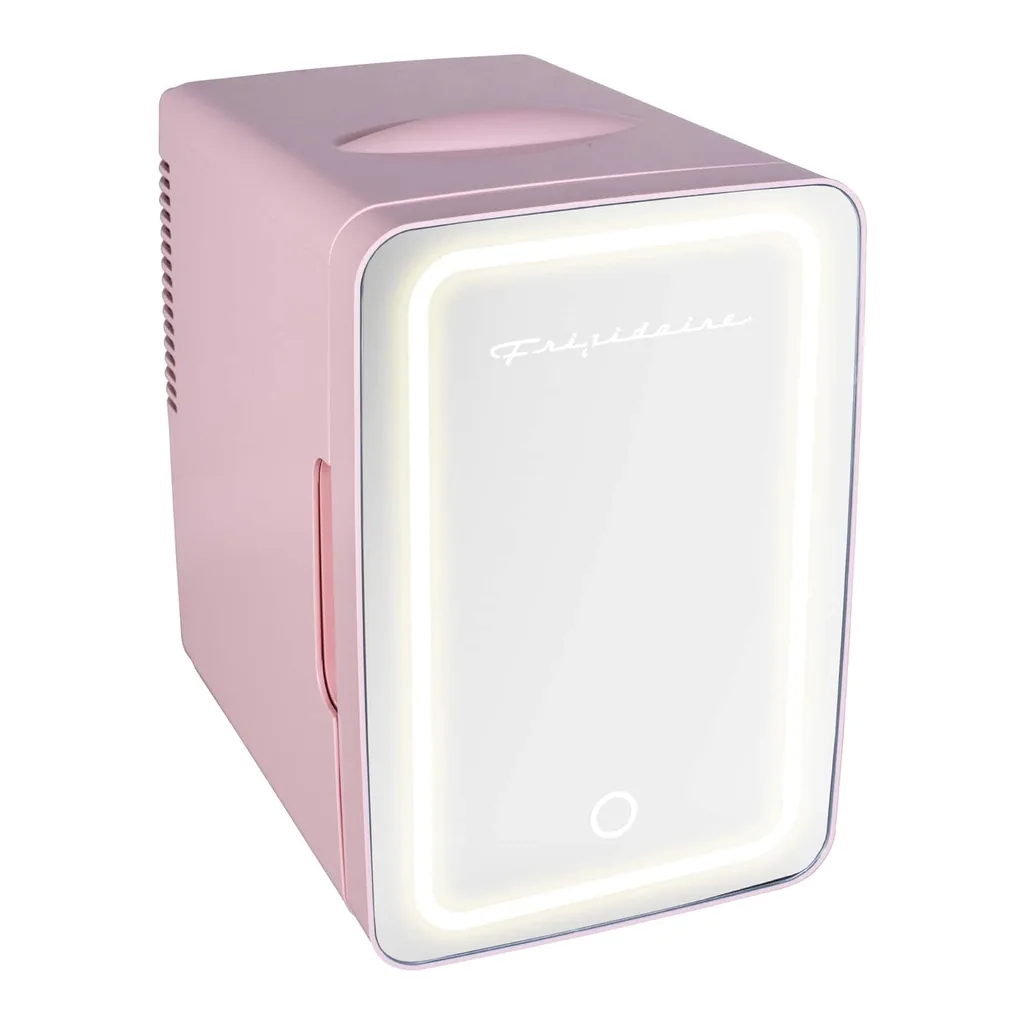 9094ef8c-162b-4405-8f9d-ab4d2201e996.jpg Frigidaire - 6.5-L 9-Can Mini Portable Personal Fridge, Lighted Mirror Door - Pink