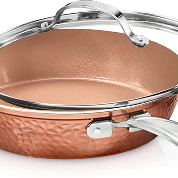 91e82ac4-d6f0-4a64-bbc0-c6a46a77909d.jpg Gotham Steel - Hammered 9.5" Nonstick Fry Pan with Lid - Copper