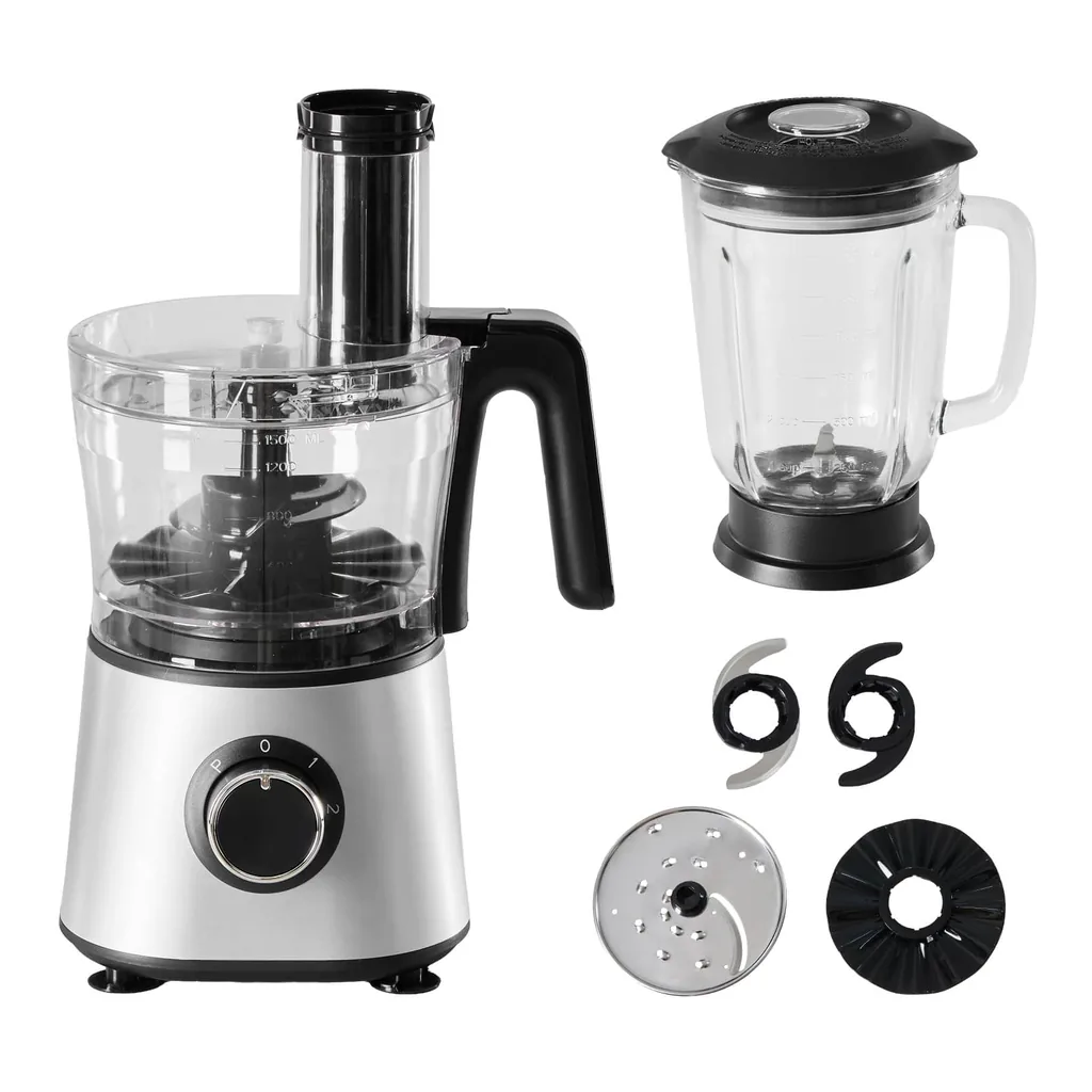928a5616-0eff-4277-91a5-42abe27f2d61.jpg Anysun AS-HKFPM14002-K0 300W Food Processor with Blender & Dough Tool - 2 Speeds, Sharp Blades, Safety Lock & 1.5L Glass Jar – Black
