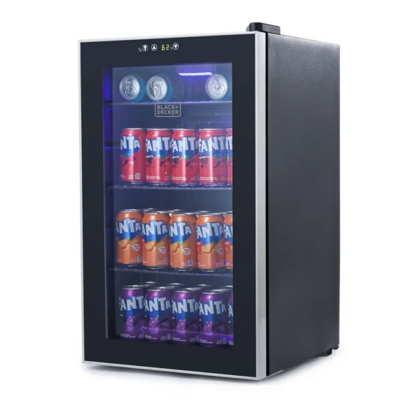 93435511-e8d7-494d-8036-cb7a94bff19d.jpg Black+Decker - 2.4 Cu. Ft. Beverage Cooler, 76-Can Drink Fridge with Double Pane Glass Door for Home Bar or Office, BDB26HB - Black