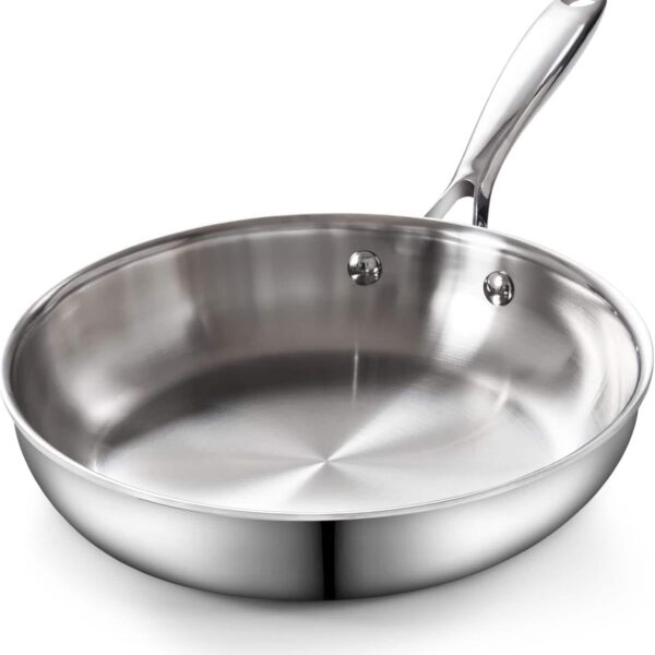 935b1267-0186-4700-8cb5-b5f0243d9efe.jpg Cooks Standard - Multi Ply Clad 8-Inch Frying Pan, Egg Omelet Pan & Small Wok Stir Fry Pan Kitchen Skillet - Stainless Steel