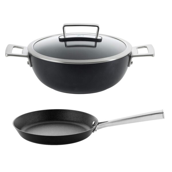 93675fe3-487f-4e25-b337-8295e11f8cfc.jpg Scanpan - 70th Anniversary 3 Piece Cookware Set with Braiser & 10.25-Inch Skillet - Black