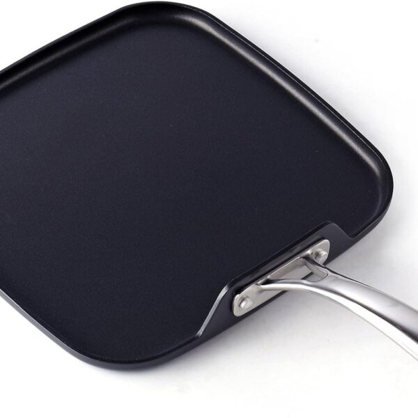 95cb6f6c-5f26-43a2-8aae-e92ef1cc9d78.jpg Cooks Standard - Classic 11'' x 11'' Hard Anodized Nonstick Square Griddle Pan, Heat-resistant Handle, Not Induction - Black