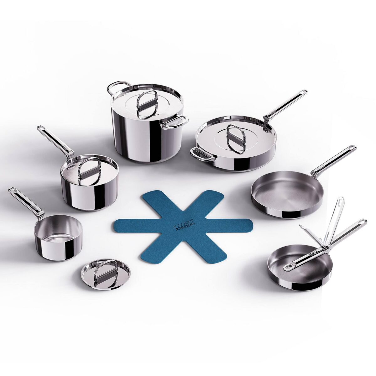 96305947-6a07-48ee-b880-ef41382a7a1f.jpg Joseph Joseph - Space Steel 10-piece Cookware Set with Folding Handles - Stainless Steel