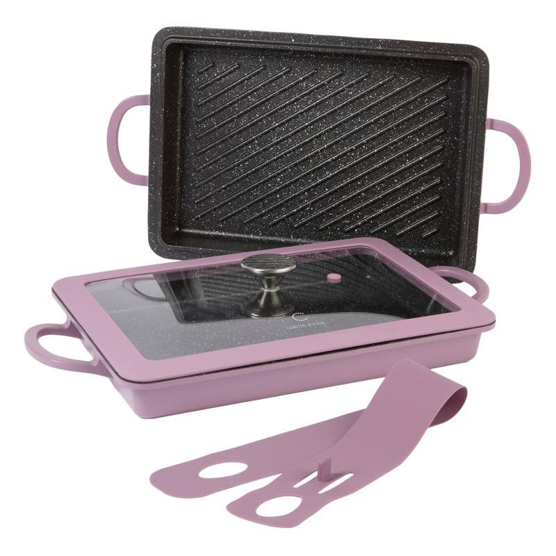 967851b1-e543-4661-a907-35a2d25027ad.jpg Curtis Stone - Refurbished Excellent - 13-in-1 Dura-Pan+ Sauté Pan with Grill Pan and Lid - Purple