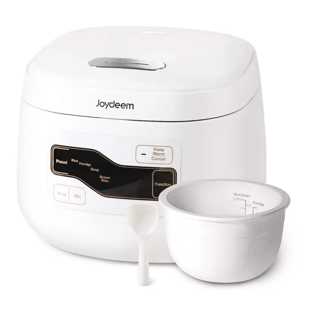 97b65e80-1c49-4b58-abc6-026b25162052.jpg JOYDEEM Ceramic Rice Cooker FD20S-W, 4 Cups Uncooked Rice Cookers with Pure Ceramic Inner Pot, 24h Dealy Start, 2L – White