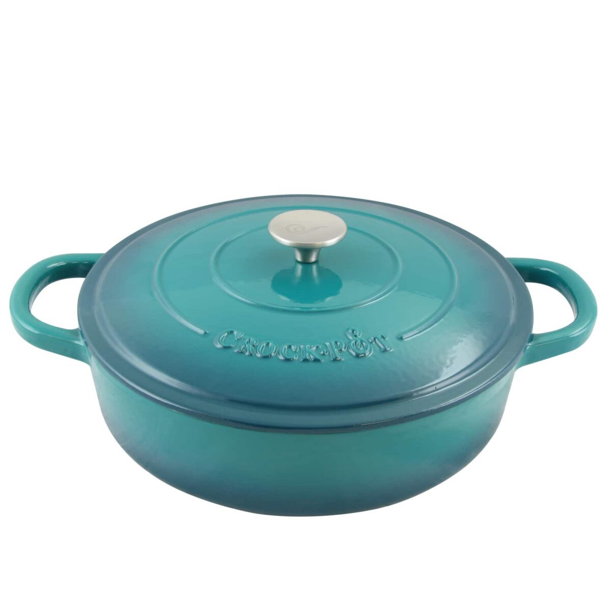 980bff4d-360a-443d-87b0-87d77959039b.jpg Crockpot - Crock Pot Artisan Enameled Cast Iron 5 Quart Round Braiser Pan with Self Basting Lid - Teal Ombre