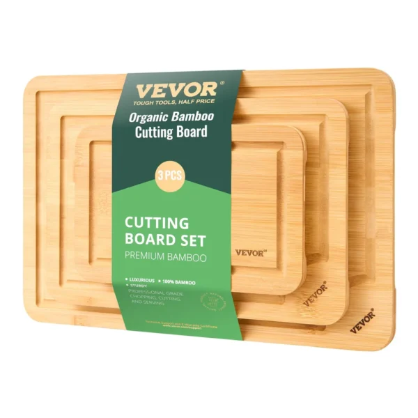988b34f5-64f3-42e4-9705-85e3b0e93a87.jpg VEVOR - Cutting Board, 3 Pieces, Premium Versatile Bamboo Cutting Board with Food-Grade Oil and Juice Groove - Wood