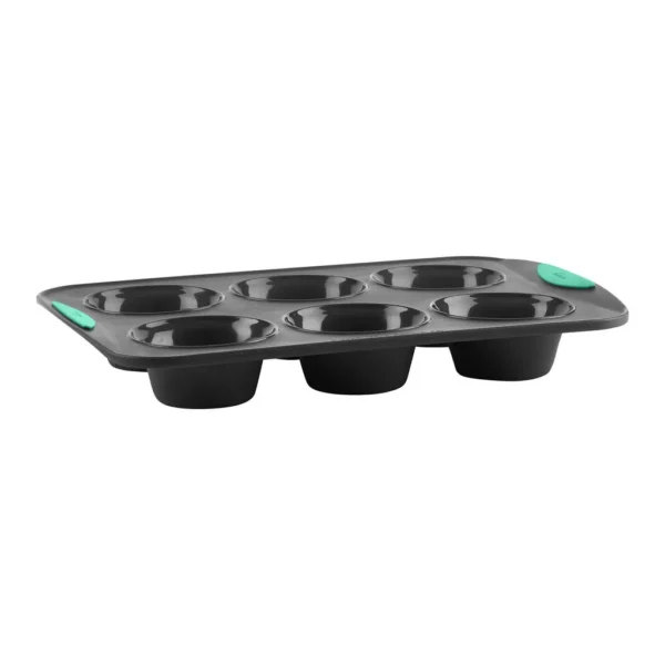 99137265-8433-41d2-81d1-ac3607f65c6f.jpg Trudeau - Structure Silicone 6 Cavity Jumbo Muffin Pan, Grey/Mint - Black