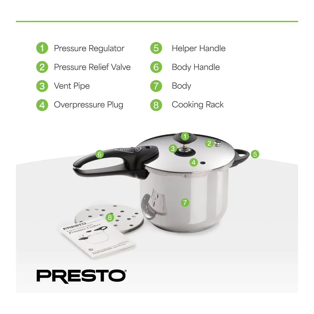 9972389f-116c-4967-9f97-76cf33436943.jpg Presto 01365 6 Quart Pressure Cooker, Dishwasher Safe, Tri Clad Base – Stainless Steel