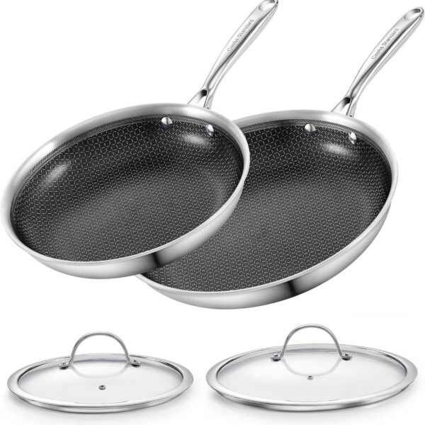 9976e528-e904-4985-9f31-cbf86dadcd91.jpg Cooks Standard - Multi-Ply Clad Stainless Steel 4-Piece Fry Pan Set , 10.5-Inch & 12-Inch - Black