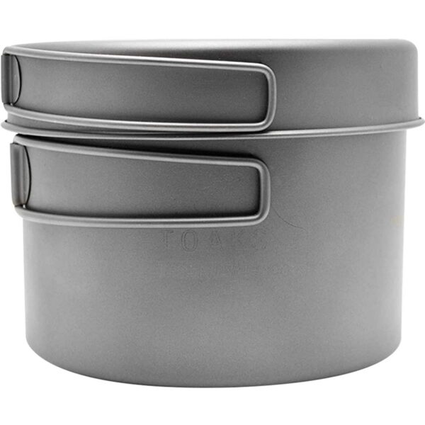 99c5ab3d-b7ef-4f80-81eb-0ad1ced49a4b.jpg Titanium Outdoor Camping Cook Pot with Pan and Foldable Handles - 1300ml