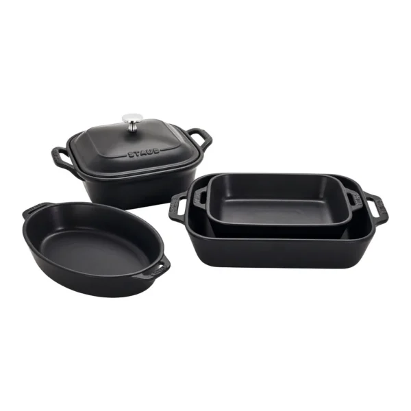 9ab250c5-e154-4ead-b193-56f6045c6646.jpg Staub - Ceramic Stoneware 5-Pc Mixed Baking Dish Set – Matte - Black