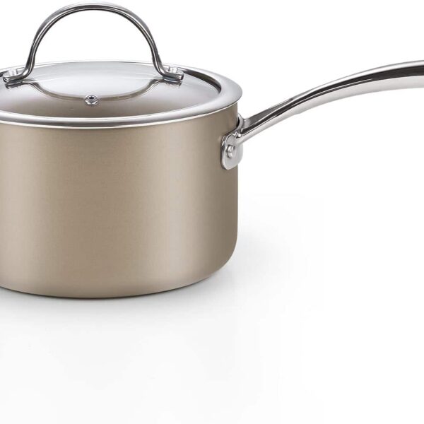 9aeb825e-4932-401d-ae15-f6d4baf91ecd.jpg Cooks Standard - 3QT Hard Anodized Ceramic Nonstick Milk Pan Saucepan W/Glass Lid, Induction, Dishwasher & Oven Safe - bronze