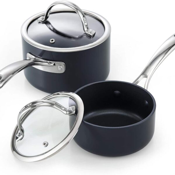 9b908dc7-6894-4840-96d0-3edd72f05d29.jpg Cooks Standard - 1qt+2qt Heavy duty Hard Anodized Aluminum Nonstick Saucepan w/Glass Lid,Stay Cool Handle, Not Induction - Black