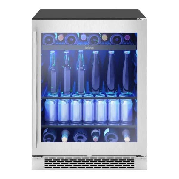 9c446b34-ffaf-4f58-bec0-129f3f0929e2.jpg Zephyr - 5.11 Cu. Ft. Brisas 24 in. 8-Bottle and 98-Can Built-in Single Zone Beverage Cooler - Stainless Steel/Glass