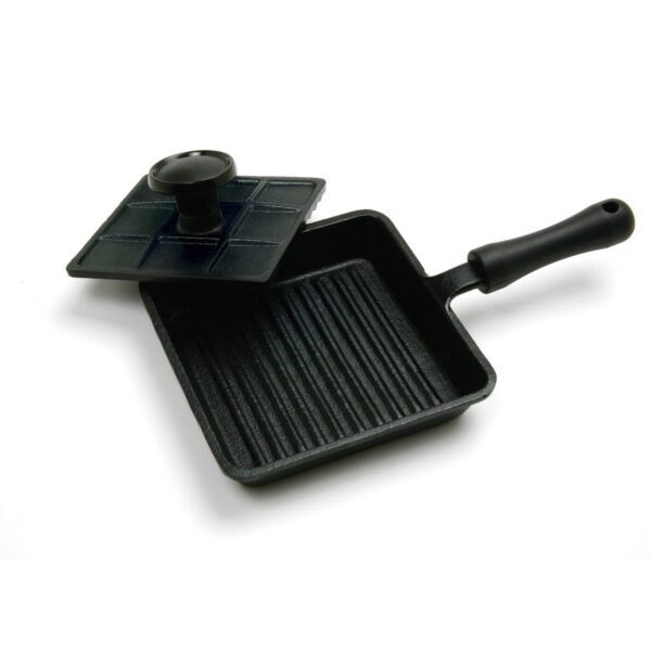 9c46f1a0-642b-4fa2-ac81-dcd82e783377.jpg Norpro - Pre-Seasoned Cast Iron Mini Panini Pan with Press - Black