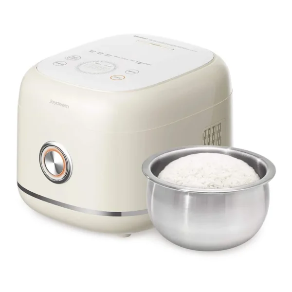 9ec8f8c6-ee3f-4a84-8839-8861f2f9cb56.jpg JOYDEEM DFB-D300 Stainless Steel Rice Cooker, Uncoated Non-Stick 316L Stainless Steel Inner Pot, 6 Cup Uncooked, 3L/3.2 qt – White