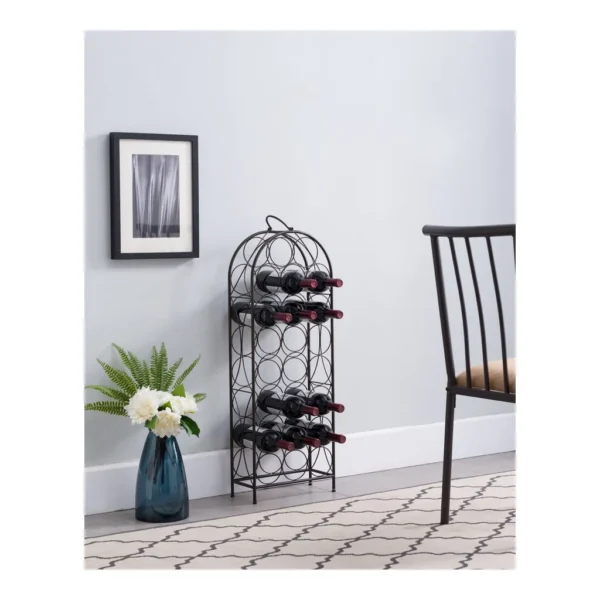 9f7e1411-ec8b-4871-92f2-497e96b4a013.jpg Kings Brand Furniture - 23 Bottles Freestanding Floor Metal Wine Rack Stand - Liquor Bottle Holder Stand - Pewter - Dark Gray