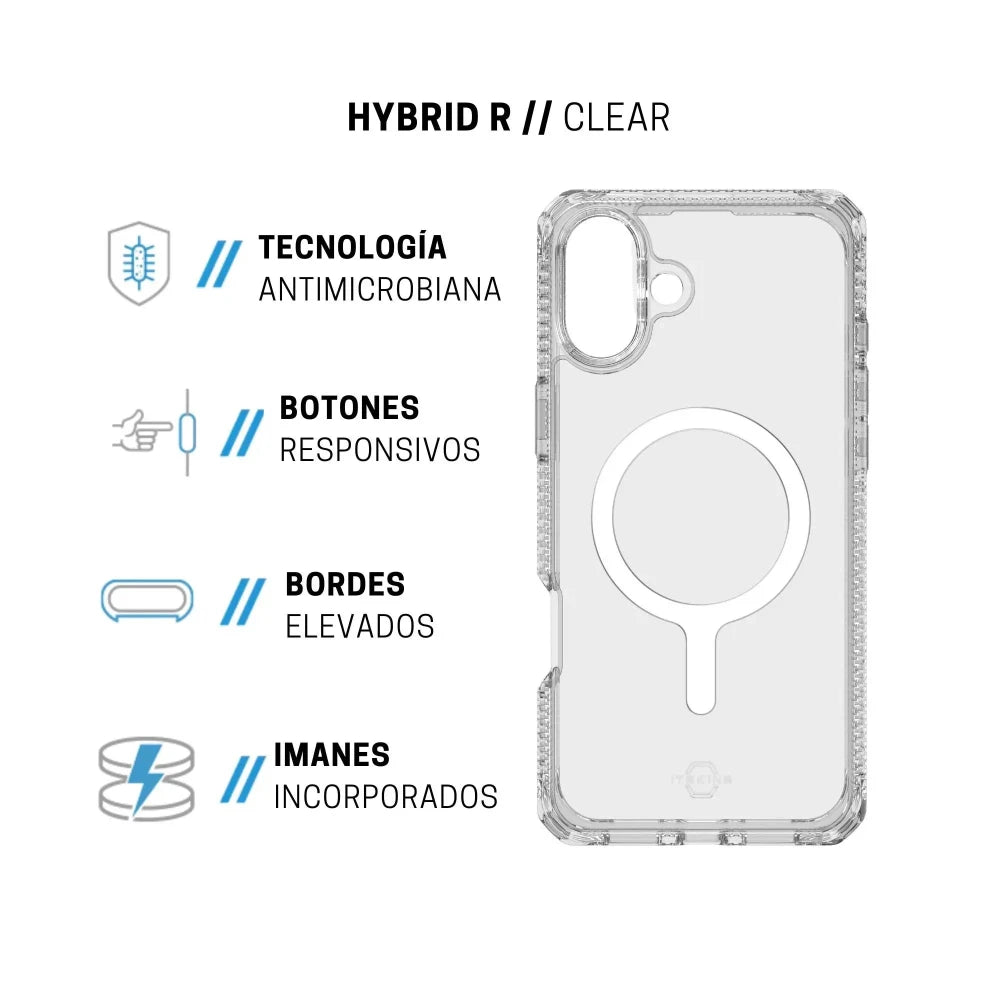 AP6N-HMACR-TRSP_7.jpg ItSkins Case Hybrid R Clear with MagSafe for iPhone 16 - Clear