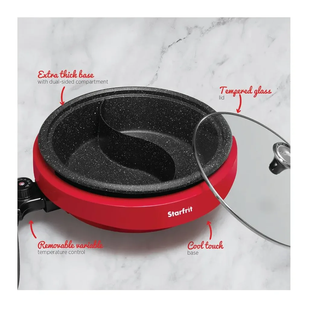 THE ROCK by Starfrit - Dual-Sided 3.2-Qt. Electric Hot Pot - Red – product image 4 THE ROCK by Starfrit - Dual-Sided 3.2-Qt. Electric Hot Pot - Red – product view 4