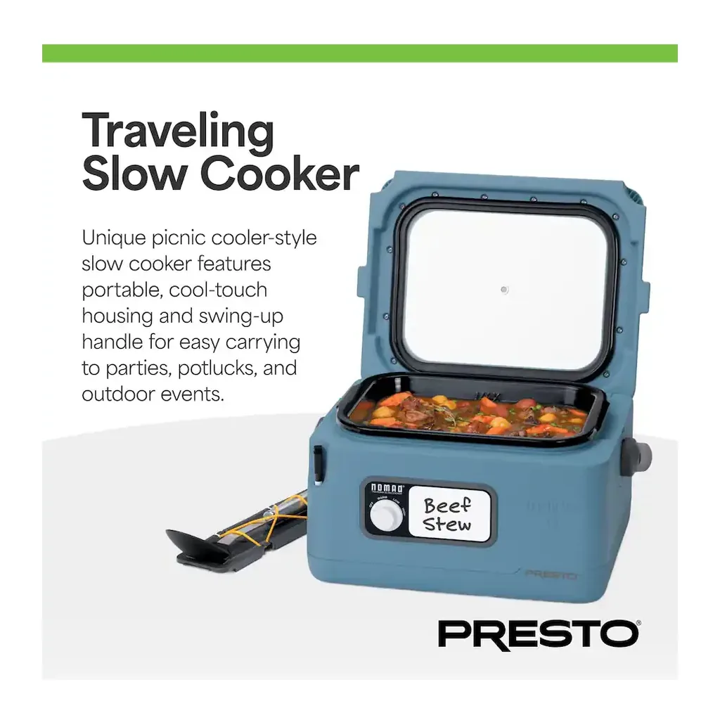EditionSANI-06017-12170689-03 Presto 06017 8 Quart Nomad Portable Electric Slow Cooker with Locking Lid - Blue