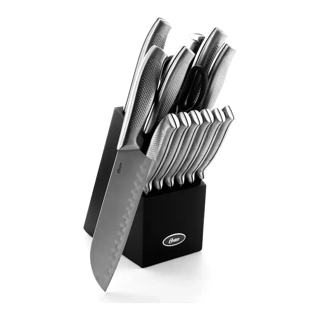 EditionSANI-10119925-cutlery-main Oster - Edgefield 14 Piece Stainless Steel Cutlery Knife Set with Knife Block - Black