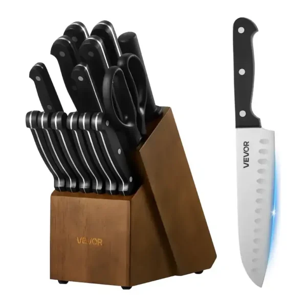 EditionSANI-12028918-cutlery-main VEVOR - Kitchen Knife Set with Block and Sharpener, 15 Piece German High Carbon Stainless Steel Knife Set, Kitchen Cutlery