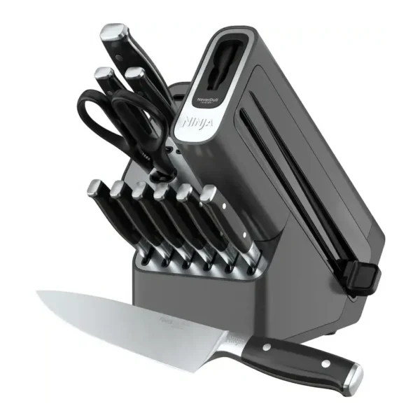 EditionSANI-12519550-cutlery-main Ninja - NeverDull Premium 12-Piece German Stainless Steel Knife Block Set with Built-in Sharpener System - Black/Silver