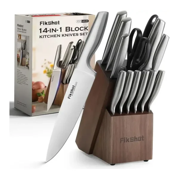 EditionSANI-13021321-cutlery-main Livingo - FIKSHOT 14 Pieces Knife Block Set German Stainless Steel with Sharpener