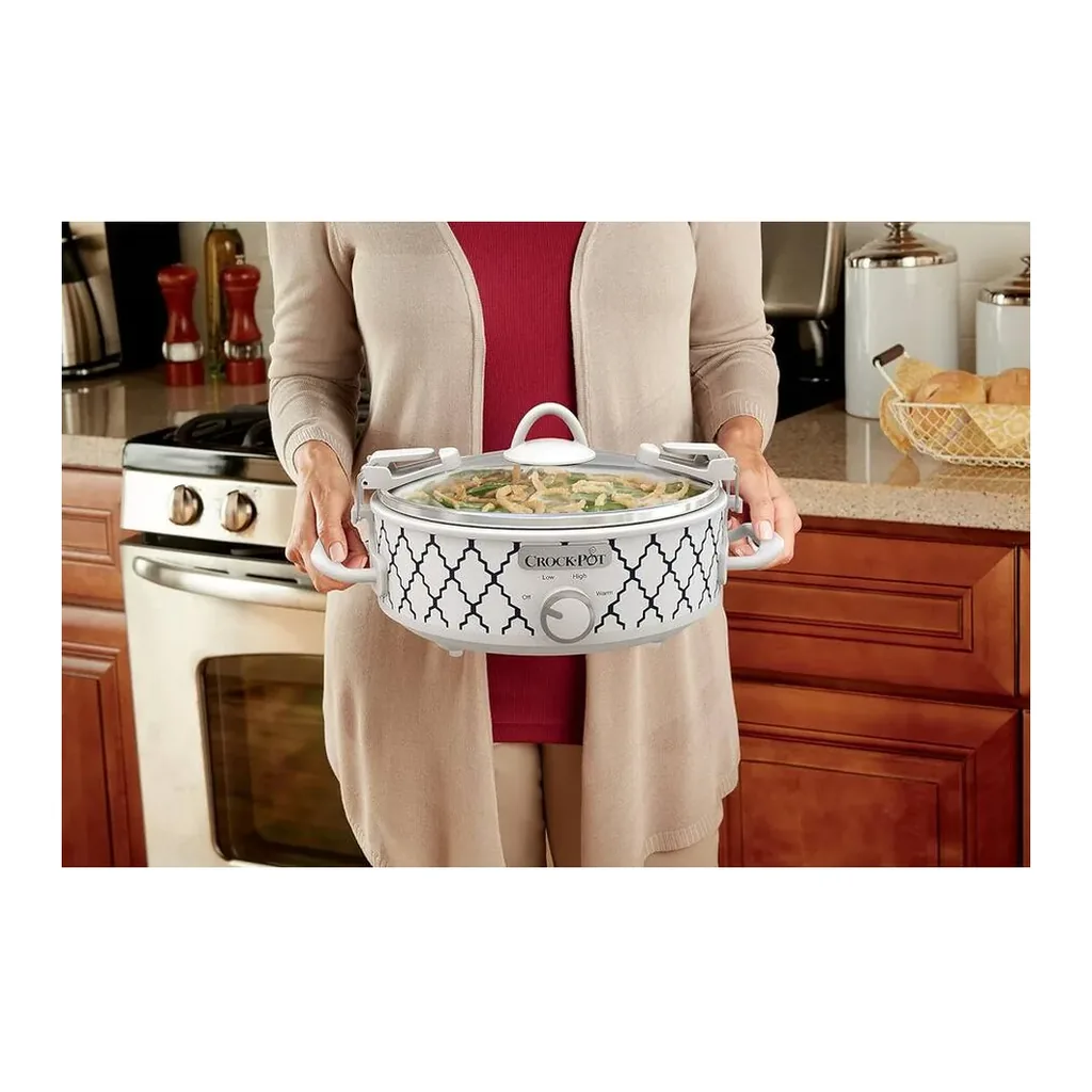 Crockpot - 2.5-Quart Casserole Crock Manual Slow Cooker - White/Blue Pattern – product image 4 Crockpot - 2.5-Quart Casserole Crock Manual Slow Cooker - White/Blue Pattern – product view 4