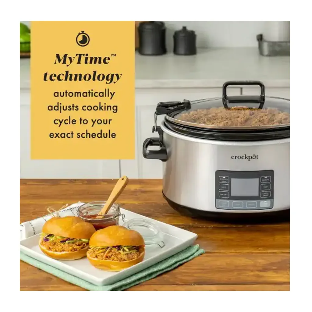 Crockpot - 7-Quart MyTime Cook & Carry Programmable Slow Cooker - Stainless Steel – product image 2 Crockpot - 7-Quart MyTime Cook & Carry Programmable Slow Cooker - Stainless Steel – product view 2